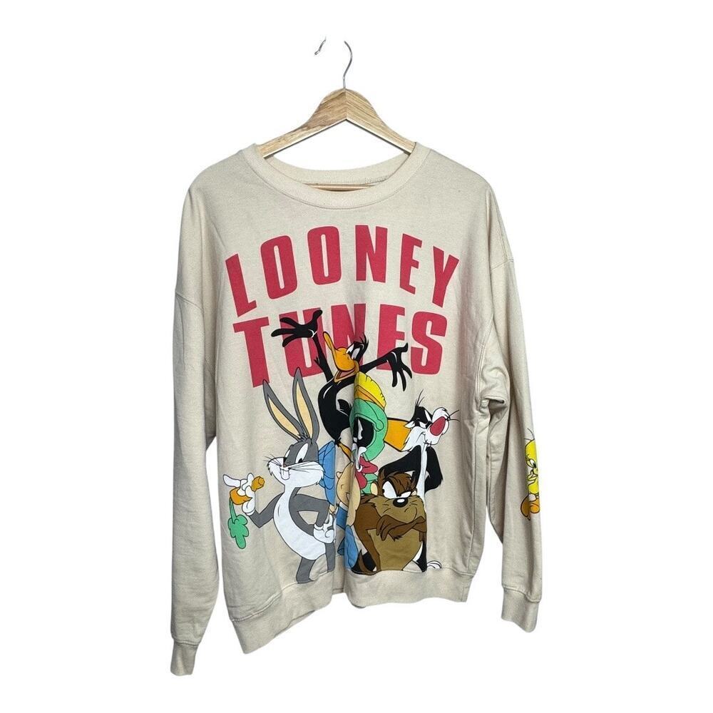 Looney Tunes Unisex Beige‎ Long Sleeves Pullover Sweatshirt Size XXL